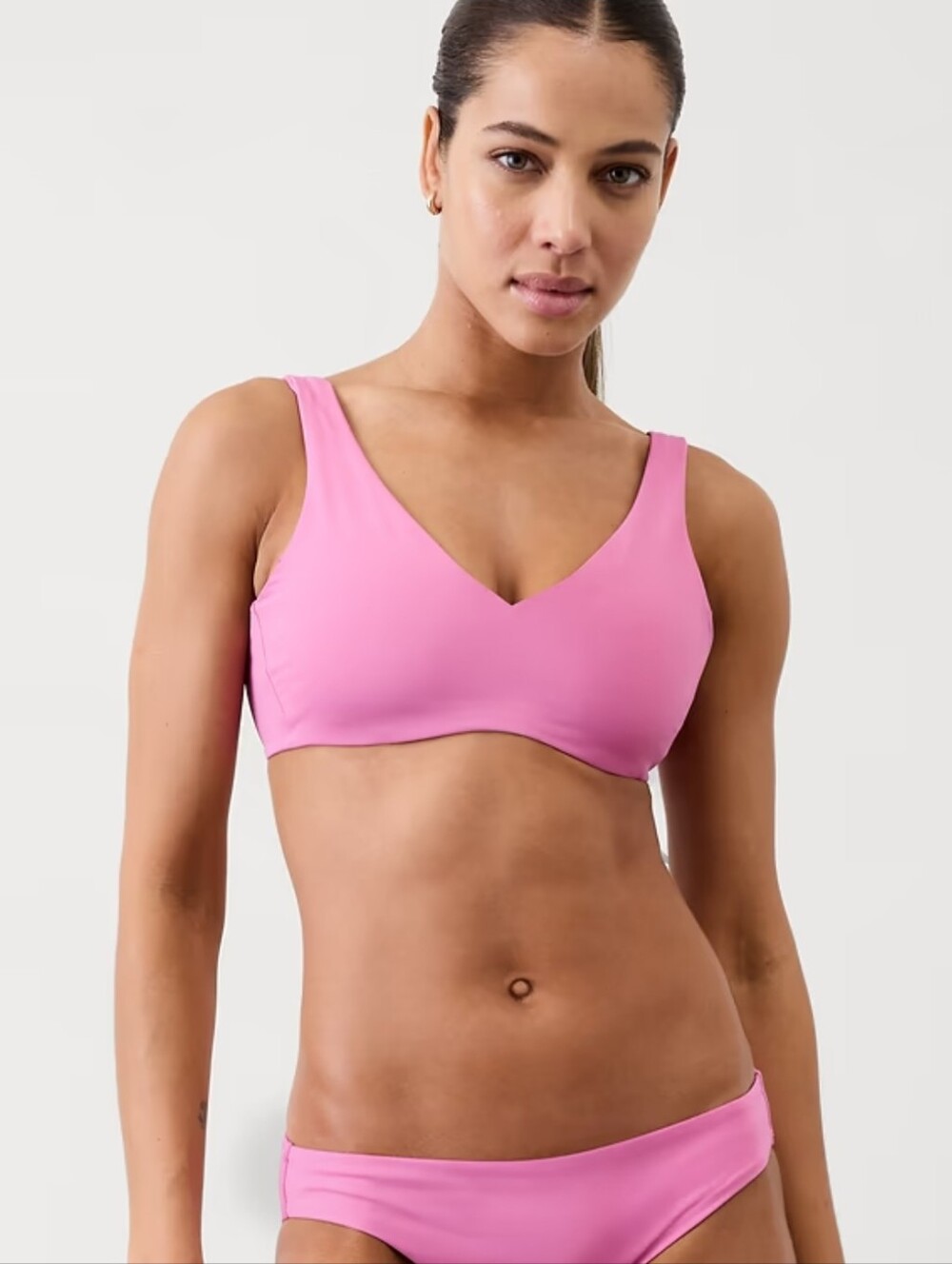 Athleta Paradise Plunge Neck Underwire Bikini Top Peonies 36D/DD